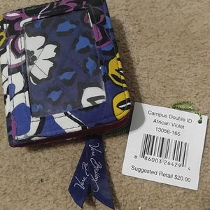 NWT Vera Bradly African Violet Campus Double ID